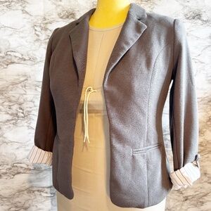 41 Hawthorn Gray Blazer with Striped Lining & Button Cuff Detail